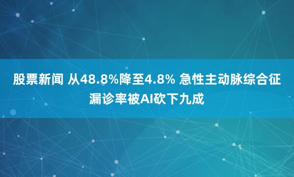 股票新闻 从48.8%降至4.8% 急性主动脉综合征漏诊率被AI砍下九成